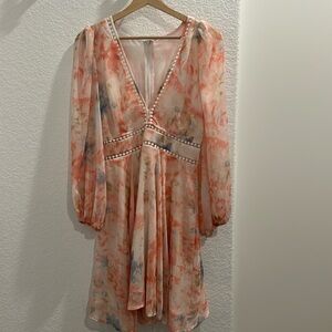 V neck loose sleeves floral dress